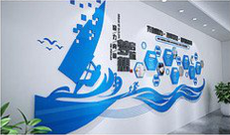太湖海浪主题文化墙如何设计?