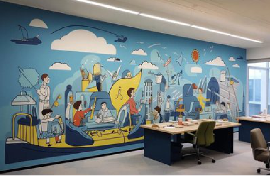 太湖办公室墙绘的特点。